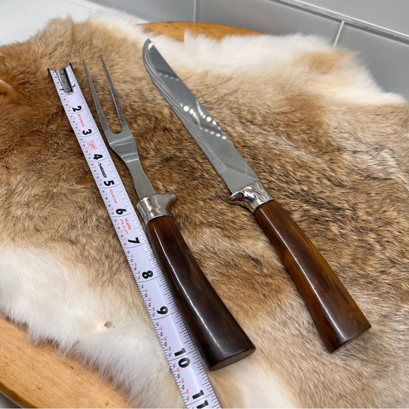 Vintage Knife & Fork Carving Set w/ Bakelite Handles Sheffield England Stainless - Picture 9 of 10